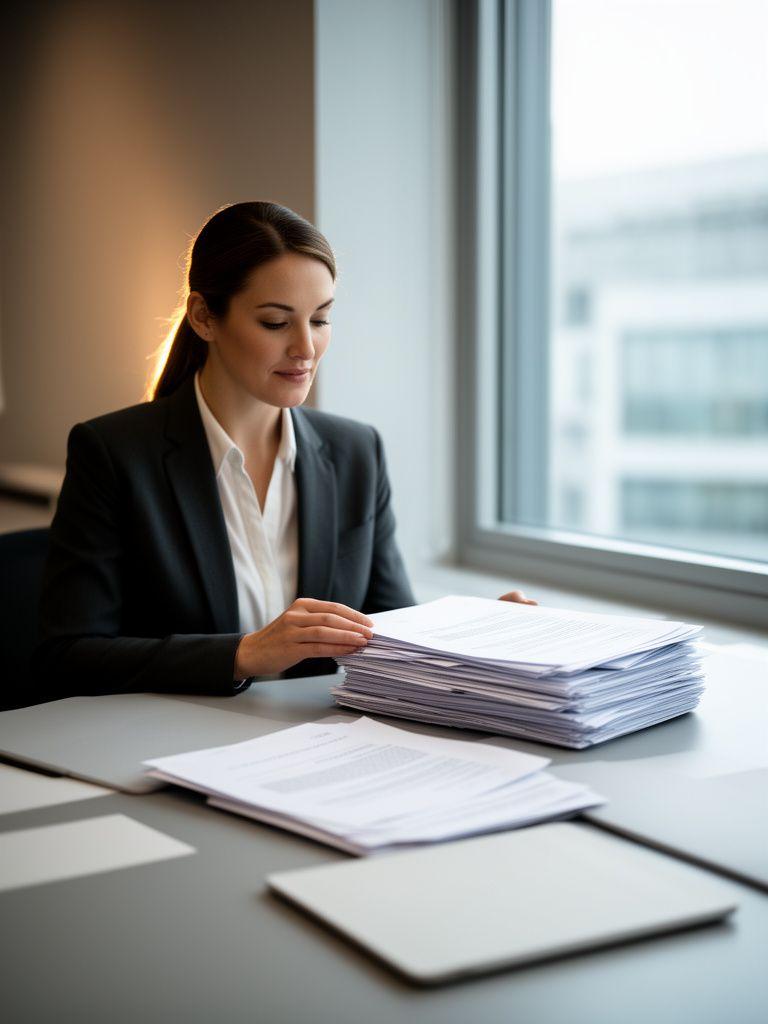 Business legal advisor reviewing contract documents beside a modern office window in Sandwell